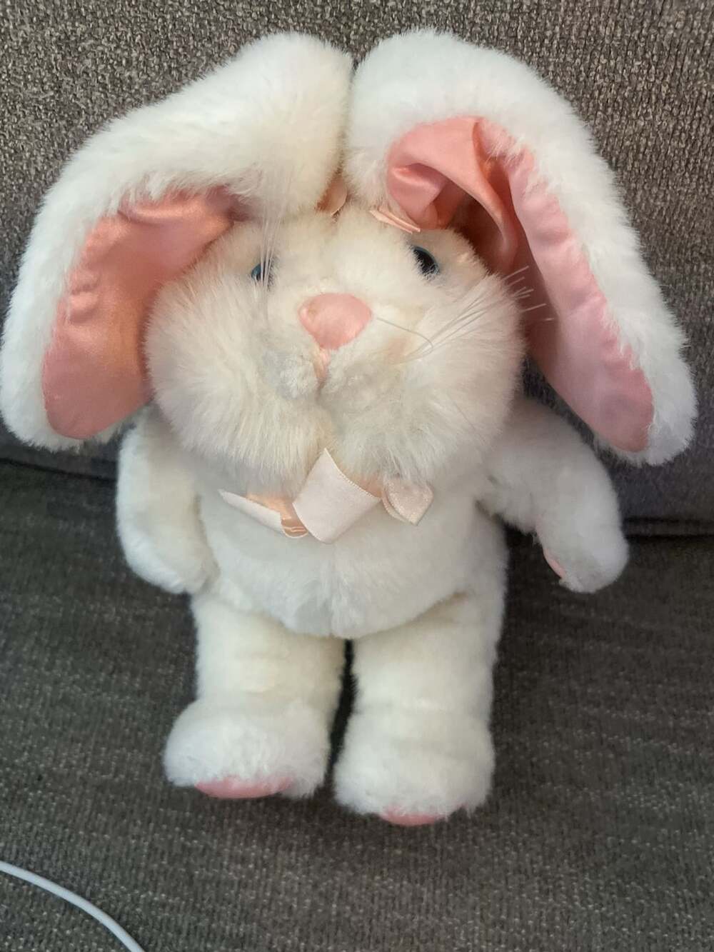 Commonwealth Toy & Novelty Co. White Bunny Rabbit Plush Pink Satin Ears
